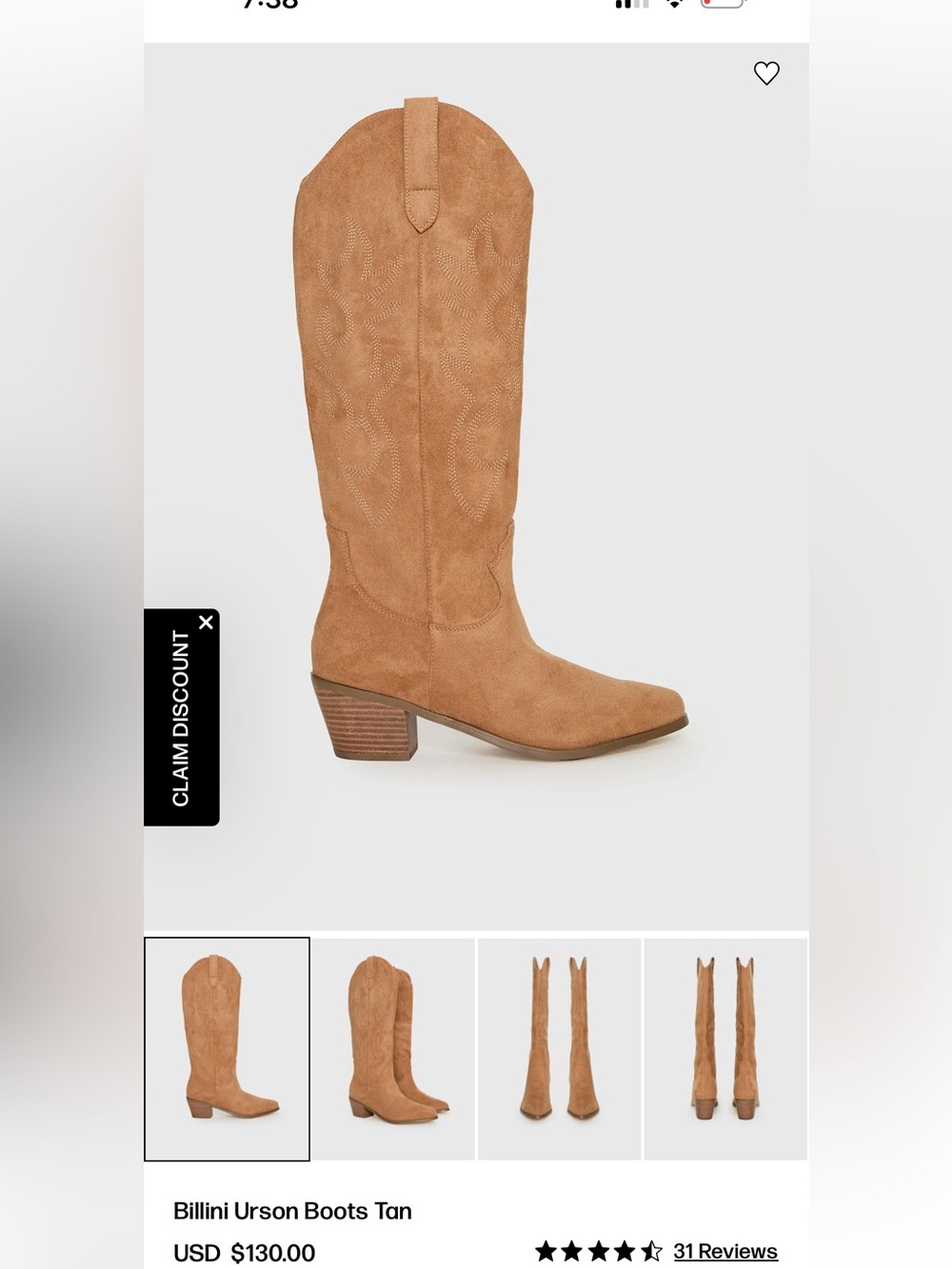 Billini Tan Suede Over-the-Knee Western Boots